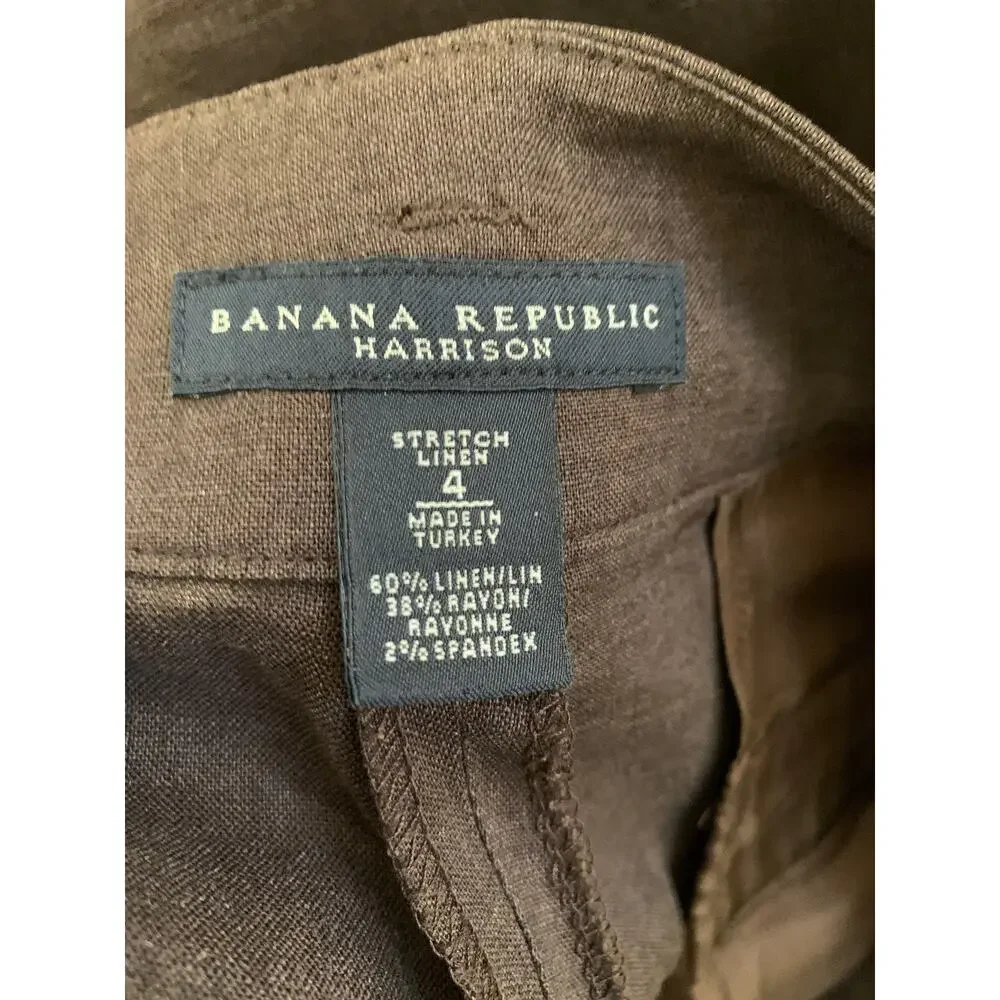 Vintage Banana Republic Pants Trousers W 4 Linen Blend Brown Mocha Work/Play